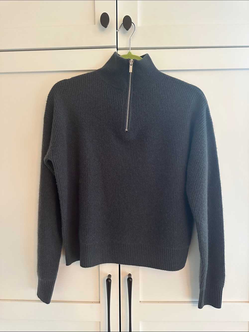 AQUA CASHMERE ZIP SWEATER